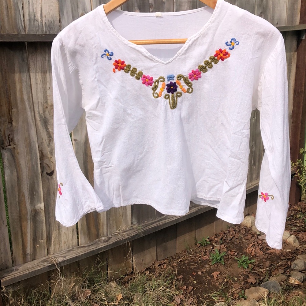 Vintage hand embroidered Mexican top